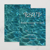 Elegante blauwgroen blauwe oceaangolven RSVP Kaart (Voorkant / Achterkant)
