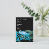 ELEGANTE BLAUWGROEN BLAUWE PAUW MODE JUWEEL IN ZWA VISITEKAARTJE (Staand voorkant)
