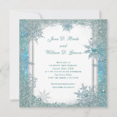 Elegante Blauwgroen Blauwe Sneeuwvlok bruiloft Kaart (Voorkant)