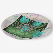 Elegante Blauwgroen Bloemen bruiloft Borden Papieren Bordje (Gekanteld)