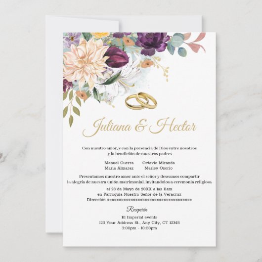 Elegante Blauwgroen bloemenbruiloft uitnodiging (Voorkant)