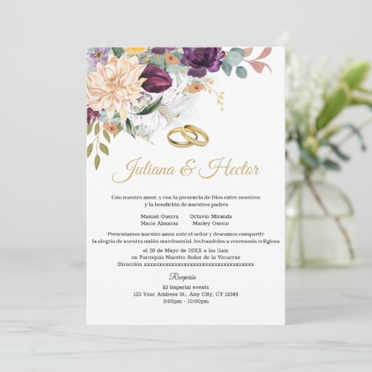 Elegante Blauwgroen bloemenbruiloft uitnodiging (Staand voorkant)