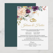 Elegante Blauwgroen bloemenbruiloft uitnodiging (Voorkant / Achterkant)