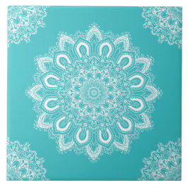 Elegante Blauwgroen Blue Aqua Boho Chic Mandala Tegeltje