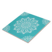 Elegante Blauwgroen Blue Aqua Boho Chic Mandala Tegeltje (Zijkant)
