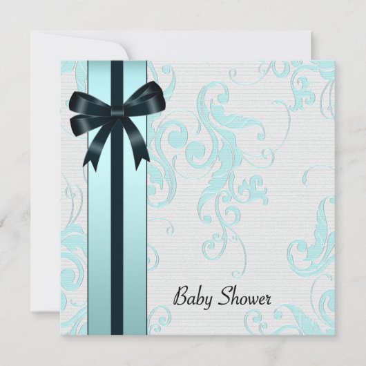 Elegante Blauwgroen Blue Baby shower uitnodiging (Voorkant)