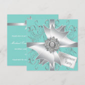 Elegante Blauwgroen Blue Engagement Party Kaart (Voorkant / Achterkant)