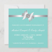 Elegante Blauwgroen Blue Engagement Party Kaart (Achterkant)
