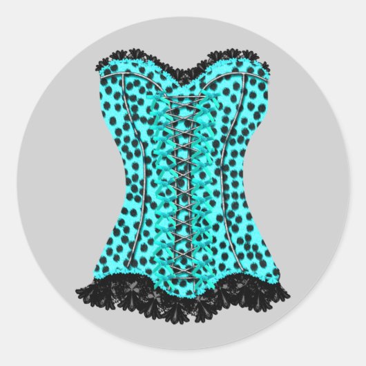 Elegante Blauwgroen Blue Leopard Corset Stickers (Voorkant)