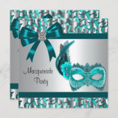 Elegante Blauwgroen Blue Leopard Masquerade Party Kaart (Voorkant / Achterkant)