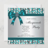 Elegante Blauwgroen Blue Leopard Masquerade Party Kaart (Achterkant)