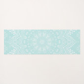 Elegante Blauwgroen Blue Mandala Monogram Yoga Mat (Achterkant (horizontaal))