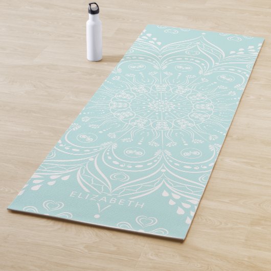 Elegante Blauwgroen Blue Mandala Monogram Yoga Mat (In situ)