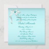 Elegante Blauwgroen Blue Quinceanera Party Kaart (Achterkant)