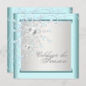 Elegante Blauwgroen Blue Snowflakes kerstfeest Kaart (Voorkant / Achterkant)