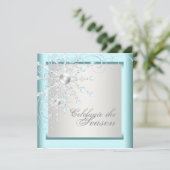 Elegante Blauwgroen Blue Snowflakes kerstfeest Kaart (Staand voorkant)