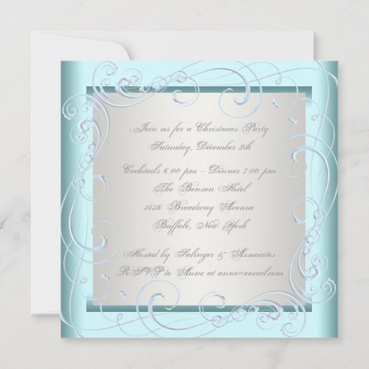 Elegante Blauwgroen Blue Snowflakes kerstfeest Kaart (Achterkant)