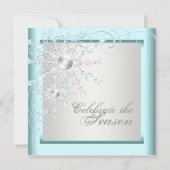 Elegante Blauwgroen Blue Snowflakes kerstfeest Kaart (Voorkant)