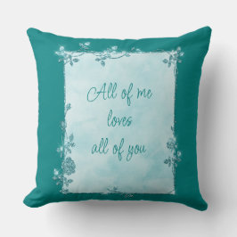 Elegante Blauwgroen Blue Sparkle Lijst Valentijn Kussen