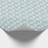 Elegante Blauwgroen Blue Swirls bruiloft Cadeaupapier (Hoek)