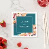 Elegante Blauwgroen Boho Chic Floral Wedding Servet (Insitu)
