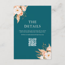 Elegante Blauwgroen Boho Chic Herfst Floral Weddin