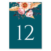 Elegante Blauwgroen Boho Floral Wedding Kaart (Achterkant)