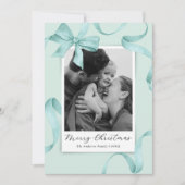 Elegante Blauwgroen boog foto kerst Feestdagenkaart (Voorkant)