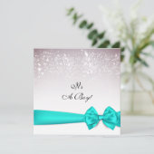 Elegante Blauwgroen Bow Sparkles Baby shower Kaart (Staand voorkant)