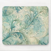 Elegante  Blauwgroen Cream Swirl Muismat (Voorkant)