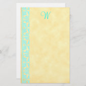 Elegante Blauwgroen Custom Monogram briefpapier (Voorkant / Achterkant)