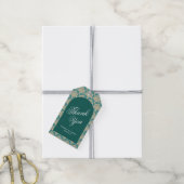 Elegante Blauwgroen Damask Arch bruiloft dank u Cadeaulabel (Met Touw)