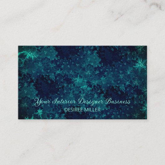 Elegante Blauwgroen Dark Navy Blue Unieke Waterver Visitekaartje (Voorkant)