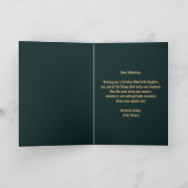 Elegante Blauwgroen en Gold Swirly Calligraphy Ver Kaart (Binnen)