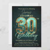 Elegante Blauwgroen en gouden 30e verjaardag Kaart (Voorkant)
