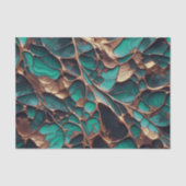 Elegante Blauwgroen en gouden Abstracte biologisch Tissuepapier (Voorkant)