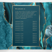 Elegante Blauwgroen en gouden Agaat Trifold Brochu Drieluik Kaart (Binnenkant midden)