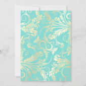 Elegante Blauwgroen en gouden huwelijksuitnodiging Kaart (Achterkant)