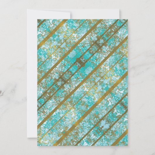 Elegante Blauwgroen en gouden verjaardagsuitnodigi Kaart (Achterkant)