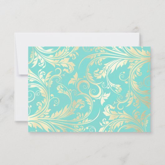 Elegante Blauwgroen en gouden zilveren foto Save t Save The Date (Achterkant)