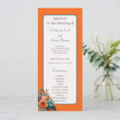 Elegante Blauwgroen en Oranje Floral bruiloft cere (Staand voorkant)