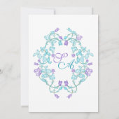 Elegante Blauwgroen en Paarse bruiloft Kaart (Achterkant)