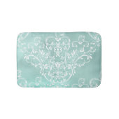 Elegante Blauwgroen en witte damast Badmat (Voorkant)