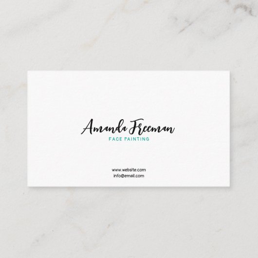 Elegante Blauwgroen en witte gezicht schilder Visitekaartje (Achterkant)