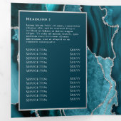 Elegante Blauwgroen en zilveren Agaat Trifold Broc Drieluik Kaart (Binnenzijde eerst)