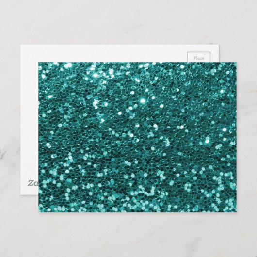 Elegante Blauwgroen Faux schittert Briefkaart (Voorkant / Achterkant)