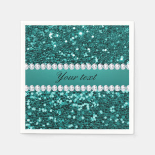Elegante Blauwgroen Faux schittert en Diamanten Servet