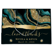 Elegante Blauwgroen Folie en gouden Glitter Agaat  Groot Cadeauzakje (Voorkant)