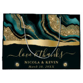 Elegante Blauwgroen Folie en gouden Glitter Agaat Groot Cadeauzakje (Achterkant)