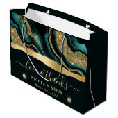 Elegante Blauwgroen Folie en gouden Glitter Agaat Groot Cadeauzakje (Achterkant Gekanteld)